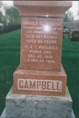 Donald C. McTavish and M.E.I. McTavish headstone, Colborne, Cramahe Township