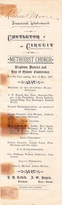 Financial Statement of Castleton Circuit of the Methodist Church 1893