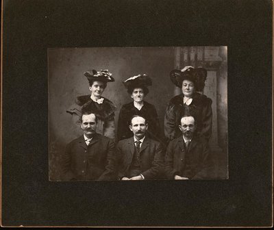 Studio portrait of George Mallory and Annetta (nee Scott) Mallory , Fred Marrow and Mrs. Marrow, Wallace Reuben Scott and Beatrice (nee Fitzgerald) Scott