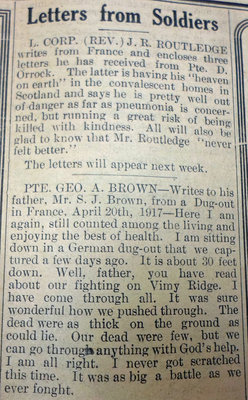 Exhibit, WWI Letters, Colborne Express, 24 May 1917, Routledge and Brown