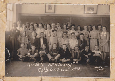 Class photograph, High School,  Grade 9, Colborne, Cramahe Township, September 1938