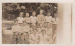 Group photograph of Mr. Don Cracknell and Jack Bradford with students, Colborne, Cramahe Township