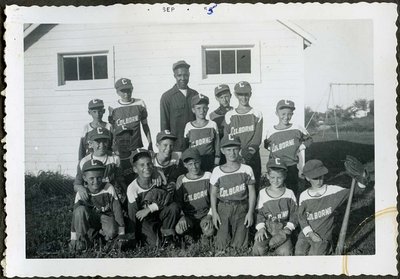 Group photograph of Colborne Baseball Team with Coach Bob Turner