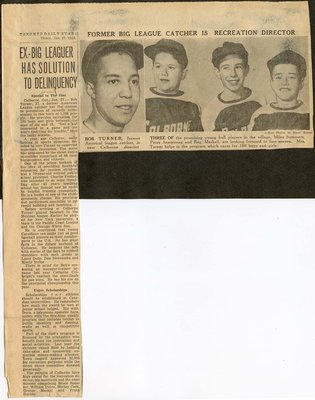 Former Baseball League Catcher is Recreation Director: Ex-Big Leaguer has Solution to Delinquency, Toronto Daily Star, 27 January 1955