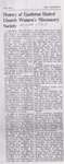 History of Castleton United Church Women’s Missionary Society - newspaper clipping