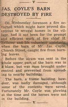 Exhibit, Coyle Farm fire, The Colborne Express, 4 May 1944