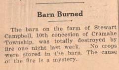 Exhibit, Campbell Farm fire, The Colborne Express, 15 August 1935