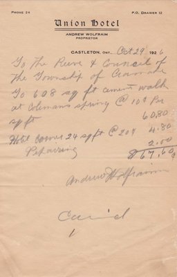 Cramahe Council Accounts, Sidewalks, 20 October 1926