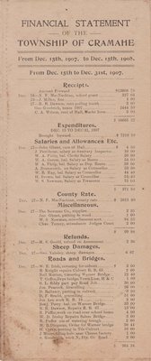 Financial Statement of the Township of Cramahe, from Dec. 15, 1907 to Dec.15, 1908