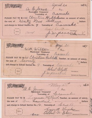 Cramahe Municipal Payments, School Salaries, 1932, 1934