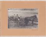 Photograph of Broatch family travelling by horse drawn wagon, Cramahe Township, 1859