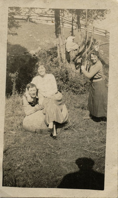 Photograph of three friends, summertime