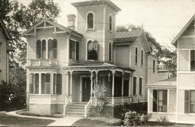 Italianate style house, Real photo postcard