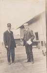 Two men at the Grand Trunk Railway Station, Colborne, Cramahe Township