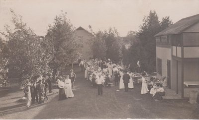 Postcard of a street picnic