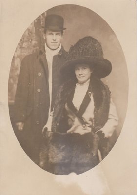 Postcard of a couple, studio portrait