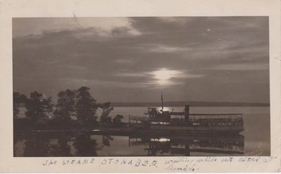 Postcard of the Otonabee steamer at night