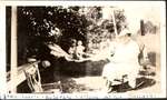 Joan, Reta, and mother at the cottage, Turpin Family Photograph Album