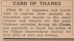 Exhibit, Chief Jamieson, Card of Thanks