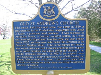 Old St. Andrew's Presbyterian Church, Ontario Heritage, Colborne, Cramahe Township
  
