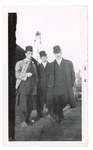 Photograph of three unidentified men, 1910s, Colborne Women's Institute Scrapbook