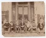 Photograph of Sergeant Major Willoughby, Non-Com Coxall, Corp. Arthur Griffis, Marker Chas. P. Brown, Cap. Willie Neil, Vocalist B. Morton Jones and Thos. I Bailey - 5 July 1898, Women's Institute Sc