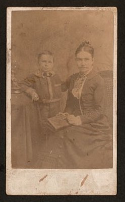 Studio photograph of Robert Coxall and his mother, Women's Institute Scrapbook