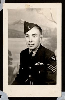 Studio portrait of an unidentified World War II soldier, Colborne Women's Institute Scrapbook