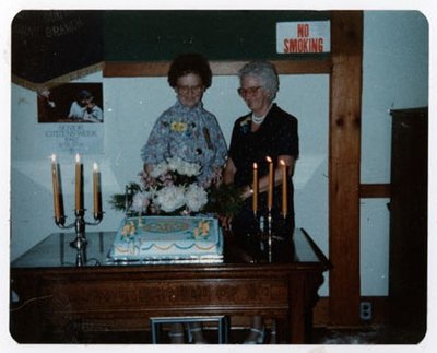 Photograph of Mrs. Cathy Manye and Mrs. Clarence Diamond, Colborne Women's Institute Scrapbook