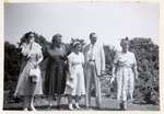 Photograph of Mrs. Myles, Mrs. McLaughlin, Miss Margaret Mackie, Dr. Robertson and Mrs. A. Mackie, July 1955 trip to Ottawa, Colborne Women's Institute Scrapbook