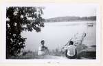 Photograph of Mrs. Gresham, July 1955 picnic at Percy Boom, Colborne Women's Institute Scrapbook