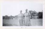 Photograph of Mrs. Dave Harnden and Mrs. Campbell, July 1955 picnic at Percy Boom, Colborne Women's Institute Scrapbook