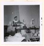 Photograph of Mrs. McLaughlin, Noel Roseblade, Maggie Mackie and Ellen MacGregor in a skit by the Colborne Women's Institute, Colborne Women's Institute Scrapbook