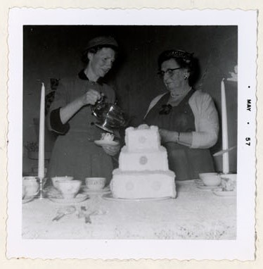 Photograph of Mrs. Gordon MacGregor and Mrs. S.J. Cox, Colborne Women's Institute Scrapbook