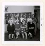 Photograph of Mrs. Grafton, Mrs. T.M. Gresham, Mrs. S.J. Cox, Miss E. Simmons, Mrs. E. McLaughlin, Mrs. J. G. Honey, Mrs. G. MacGregor, Mrs. E. Adams and Miss Milligan, Colborne Women's Institute Scr