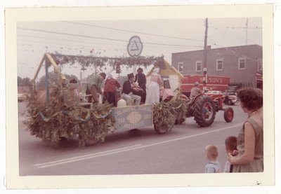 Photograph of Colborne Women's Institute Float, 1959 Colborne Centennial Parade, Colborne Women's Institute Scrapbook