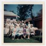 Photograph of Margaret Mackie, Gertie Velleau, Goldie Cox, Grace Corbyn, Kate Thompson, Maggie Mackie, Mrs. Roy Packard, Flossie Pebbles, Grace MacGregor, Gladys Hart, Ellen MacGregor, Gert Bradford,