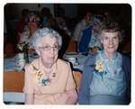 Photograph of Vera Kernaghan, Mrs. Ellen MacGregor and Shirley Johnston, 50th Anniversary, Colborne Women's Institute, Colborne Women's Institute Scrapbook