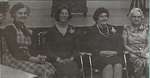 Photograph of Myrtle Ducie, Muriel White, Beatrice Turney and Bernice Tait, Castleton Women's Institute members, 75th Anniversary, 1980, Castleton Women's Institute Scrapbook