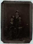 Tintype photograph of David Robert Dingwall II and two of his sisters and Dingwall family history, Castleton Women's Institute scrapbook