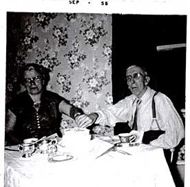 Photograph of Fred  Warner (1898-1958) and Nina Black (b.1907) and Warner and Black family history, Castleton Women's Institute scrapbook