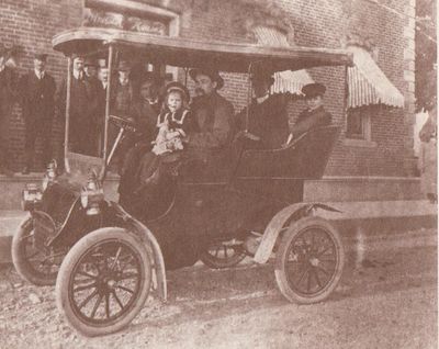 Photograph of the car used by Coyle to transport passengers from the Grand Truck train station to the hotel.