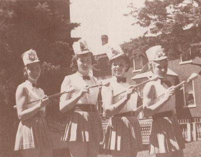 Carol Conners, Marg McGuire, Betty Chatterson, and Lil Rutherford, Colborne High School majorettes, Cramahe Township