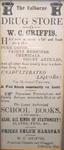 1884 W.C. Griffis newspaper ad, Griffis Drug Store, Colborne, Cramahe Township