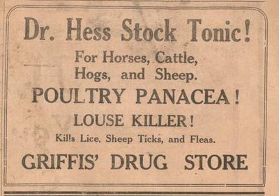 1917 advertising, Griffis Drug Store, Colborne, Cramahe Township