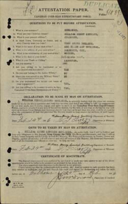 William Goulding, Service Records, WWI, Cramahe Township