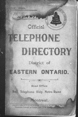 Official telephone directory, district of Eastern Ontario / The Bell Telephone Company of Canada, Ltd : 1899