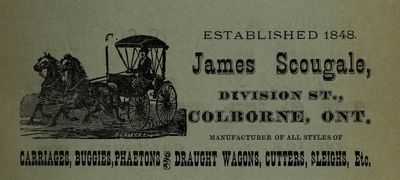 Scougale ad, Union Publishing Co's Farmers' & Business Directory for the counties of Durham, Peterborough, and Victoria 1884