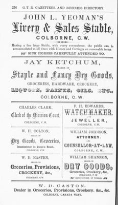 Advertisements, Grand Trunk Railway gazetteer, commercial advertiser and business directory, 1862-63, Exhibit