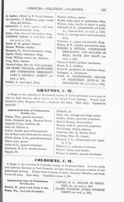 Alphabetical list of Professionals, Trades & c., Grand Trunk Railway gazetteer, commercial advertiser and business directory, 1862-63, Exhibit,